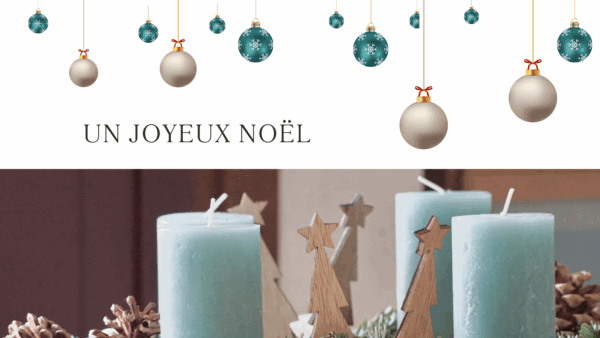 Carte Noël 2025, Bougies bleues