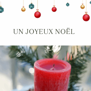 Carte Noël 2025 bougie rouge